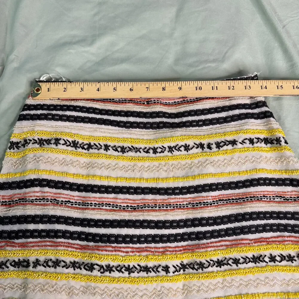 Willow & Clay Anthropologie Women's sz 4 Beaded Mini Skirt Lined Neutral Colors
